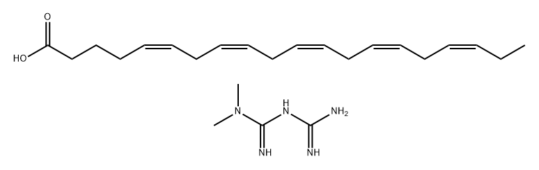 5,8,11,14,17-Eicosapentaenoic acid, (5Z,8Z,11Z,14Z,17Z)-, compd. with N,N-dimethylimidodicarbonimidic diamide (1:1) Structure