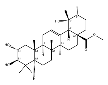 2α,3β,19-Trihydroxyurs-12-en-28-oic acid methyl ester Structure