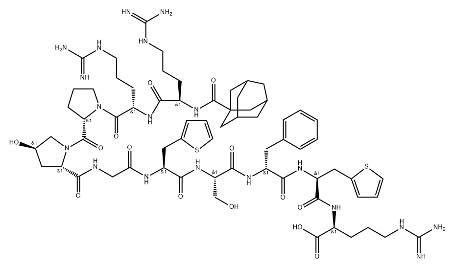 bradykinin, 1-adamantanecarboxylic acid-Arg(0)-Hyp(3)-Thi(5,8)-Phe(7)- Structure