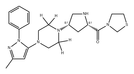 ((2S,4S)-4-(4-(3-methyl-1-phenyl-1H-pyrazol-5-yl)piperazin-1-yl-2,2,6,6-d4)pyrrolidin-2-yl)(thiazolidin-3-yl)methanone Structure