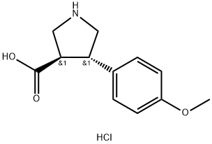 3-Pyrrolidinecarboxylic acid, 4-(4-methoxyphenyl)-, hydrochloride (1:1), (3R,4S)- 구조식 이미지