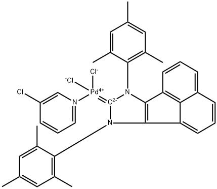 Palladium, dichloro(3-chloropyridine-κN)[7,9-dihydro-7,9-bis(2,4,6-trimethylphenyl)-8H-acenaphth[1,2-d]imidazol-8-ylidene]-, (SP-4-1)- Structure