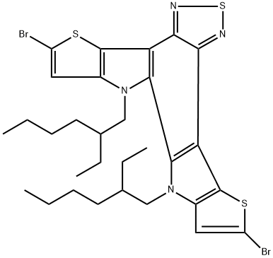 Dithieno[2',3':4,5]pyrrolo[3,2-e:2',3'-g][2,1,3]benzothiadiazole, 2,8-dibromo-10,11-bis(2-ethylhexyl)-10,11-dihydro- Structure