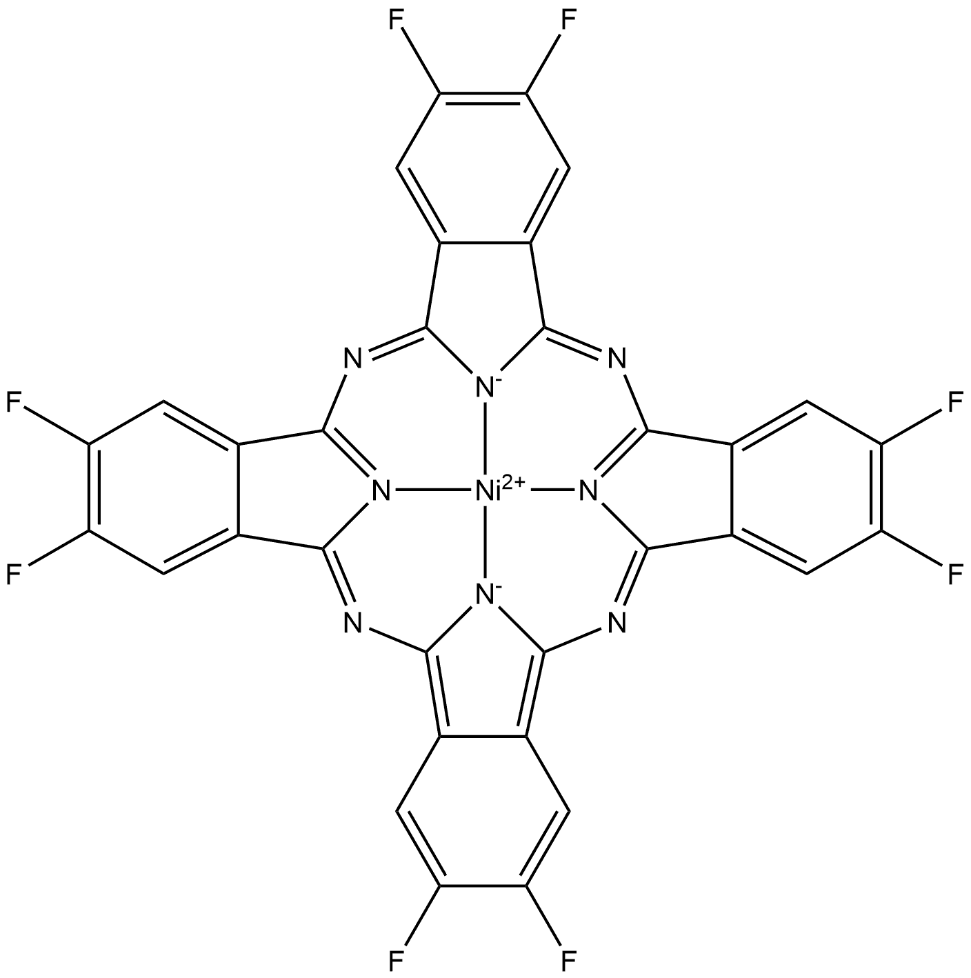 Nickel(II) 2,3,9,10,16,17,23,24-octa(fluoro)phthalocyanine Structure