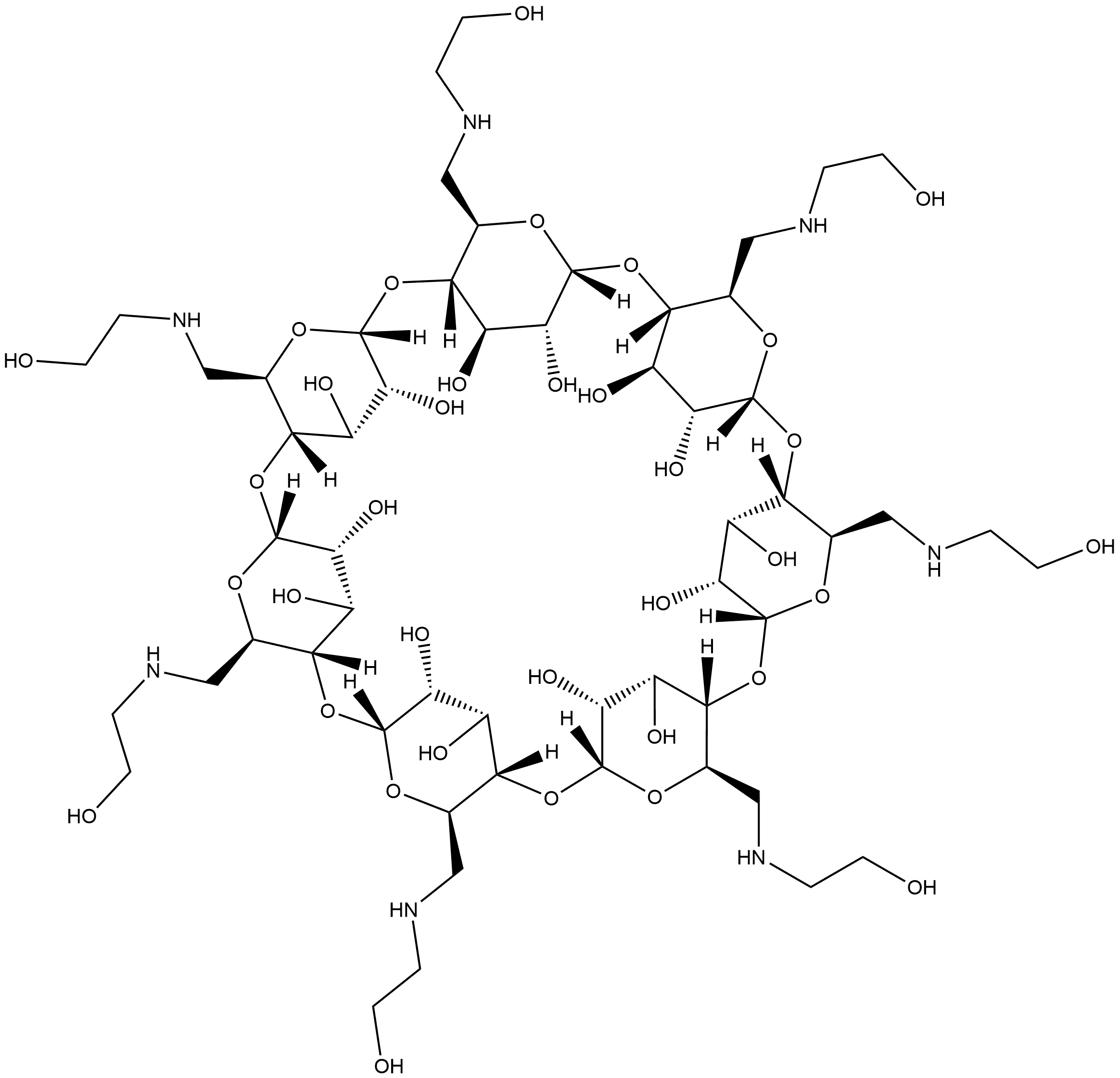 HEPTA-6-(NH-CH2CH2OH)BETA-CYCLODEXTRIN Structure