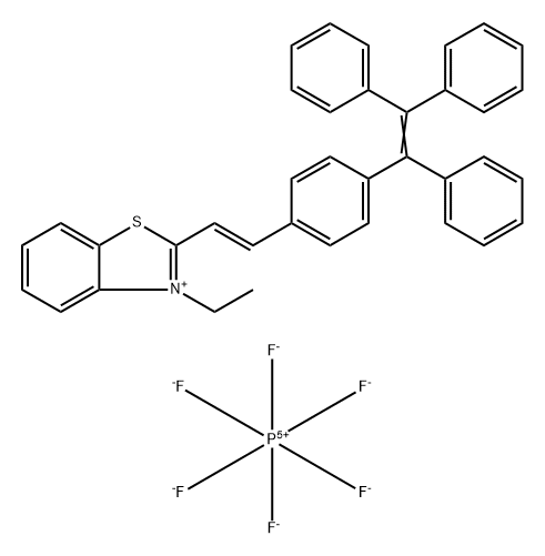 Benzothiazolium, 3-ethyl-2-[(1E)-2-[4-(1,2,2-triphenylethenyl)phenyl]ethenyl]-, hexafluorophosphate(1-) (1:1) Structure