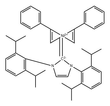 Nickel, [1,3-bis[2,6-bis(1-methylethyl)phenyl]-1,3-dihydro-2H-imidazol-2-ylidene]bis[(η2-ethenyl)benzene]- Structure