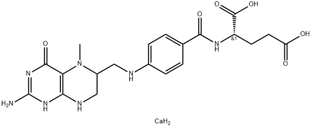 L-Glutamic acid, N-[4-[[(2-amino-1,4,5,6,7,8-hexahydro-5-methyl-4-oxo-6-pteridinyl)methyl]amino]benzoyl]-, calcium salt (9CI) 구조식 이미지