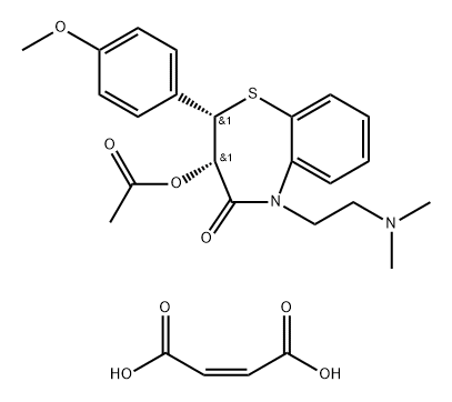 1,5-Benzothiazepin-4(5H)-one, 3-(acetyloxy)-5-[2-(dimethylamino)ethyl]-2,3-dihydro-2-(4-methoxyphenyl)-, (2S,3S)-, (2Z)-2-butenedioate (1:1) (9CI) Structure