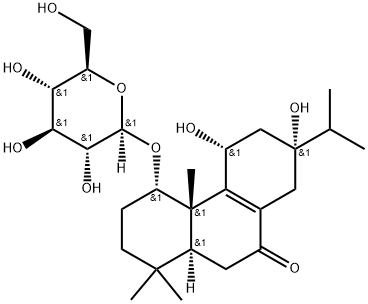 9(1H)-Phenanthrenone, 4-(β-D-glucopyranosyloxy)-2,3,4,4a,5,6,7,8,10,10a-decahydro-5,7-dihydroxy-1,1,4a-trimethyl-7-(1-methylethyl)-, (4S,4aS,5R,7R,10aS)- Structure