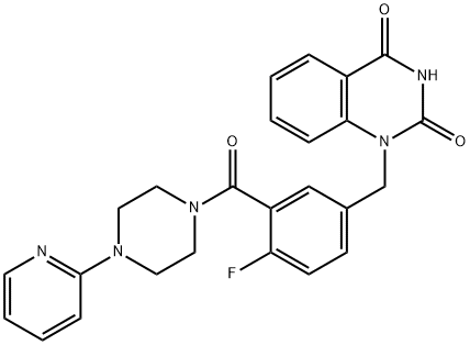 1-[4-Fluoro-3-(4-pyridin-2-yl-piperazine-1-carbonyl)-benzyl]-1H-quinazoline-2,4-dione Structure