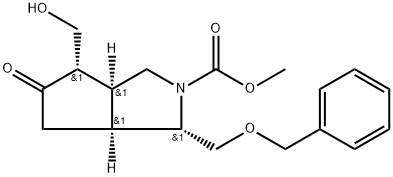 Cyclopenta[c]pyrrole-2(1H)-carboxylic acid, hexahydro-4-(hydroxymethyl)-5-oxo-1-[(phenylmethoxy)methyl]-, methyl ester, [1S-(1α,3aα,4α,6aα)]- (9CI) Structure