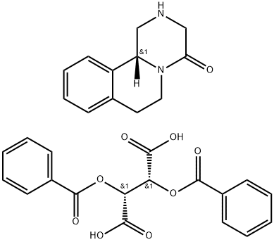 Butanedioic acid, 2,3-bis(benzoyloxy)-, (2R,3R)-, compd. with (11bR)-1,2,3,6,7,11b-hexahydro-4H-pyrazino[2,1-a]isoquinolin-4-one (1:1) Structure