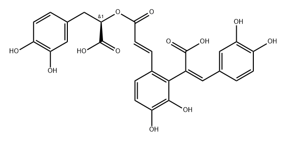 Benzenepropanoic acid, α-[[(2E)-3-[2-[(1Z)-1-carboxy-2-(3,4-dihydroxyphenyl)ethenyl]-3,4-dihydroxyphenyl]-1-oxo-2-propen-1-yl]oxy]-3,4-dihydroxy-, (αR)- Structure