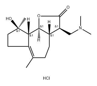 Azuleno[4,5-b]furan-2(3H)-one, 3-[(dimethylamino)methyl]-3a,4,5,7,8,9,9a,9b-octahydro-9-hydroxy-6,9-dimethyl-, hydrochloride (1:1), (3R,3aS,9R,9aS,9bS)- 구조식 이미지