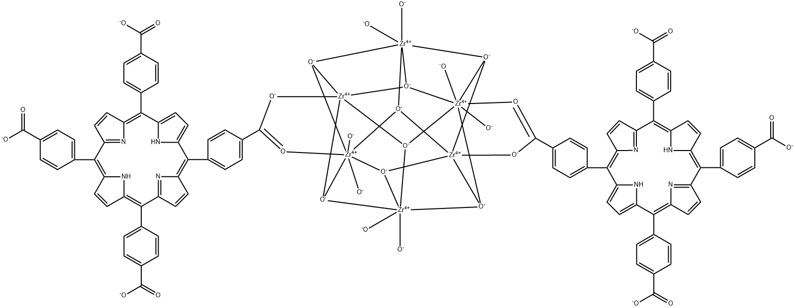 Zirconium, octa-μ -hydroxyoctahydroxybis[μ-[4-[10,15,20-tris(4-carboxyphenyl)-21H,23H-porphin-5-yl]benzoato(4-)-κO:κO']]hexa- 구조식 이미지