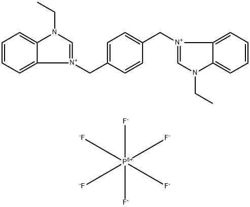 1H-Benzimidazolium, 3,3'-[1,4-phenylenebis(methylene)]bis[1-ethyl-, hexafluorophosphate(1-) (1:2) Structure