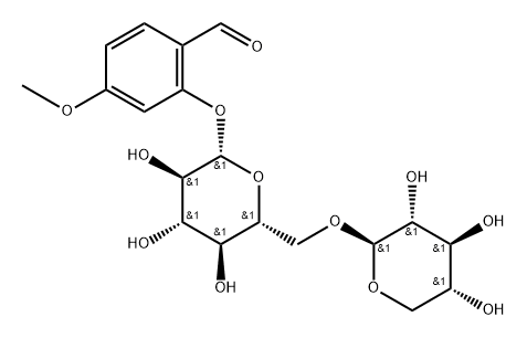 4-Methoxy-2-[(6-O-β-D-xylopyranosyl-β-D-glucopyranosyl)oxy]benzaldehyde Structure