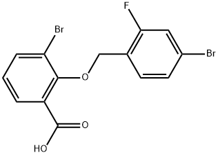 3-Bromo-2-[(4-bromo-2-fluorophenyl)methoxy]benzoic acid Structure