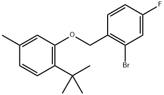 Benzene, 2-bromo-1-[[2-(1,1-dimethylethyl)-5-methylphenoxy]methyl]-4-fluoro- Structure