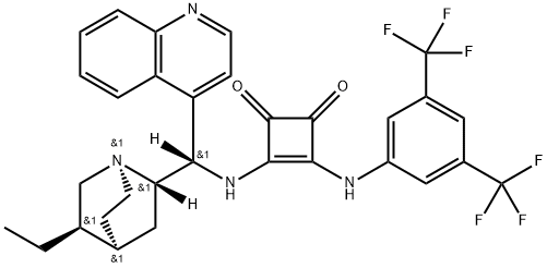 3-[[3,5-bis(trifluoromethyl)phenyl]amino]-4-[[(8α,9S)-10,11-dihydrocinchonan9-yl]amino]-3-Cyclobutene-1,2-dione 구조식 이미지