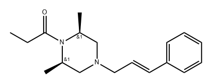 Piperazine, 2,6-dimethyl-1-(1-oxopropyl)-4-(3-phenyl-2-propenyl)-, [2α,4(E),6α]- (9CI) Structure