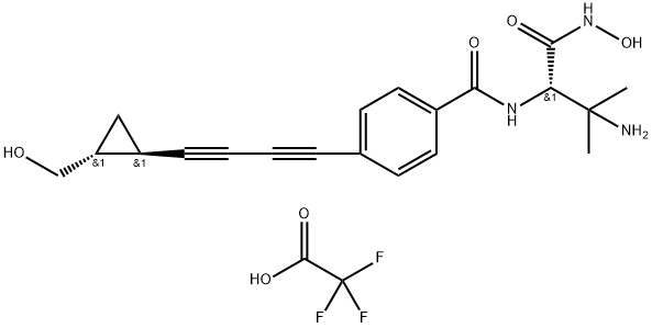 (2S)-3-amino-N-hydroxy-2-[(4-{4-[(1R,2R)-2-(hydroxymethyl)cyclopropyl]buta-1,3-diyn-1-yl}phenyl)formamido]-3-methylbutanamide: trifluoroacetic acid Structure