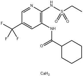 Cyclohexanecarboxamide, N-[2-[(ethylsulfonyl)amino]-5-(trifluoromethyl)-3-pyridinyl]-, calcium salt (2:1) Structure