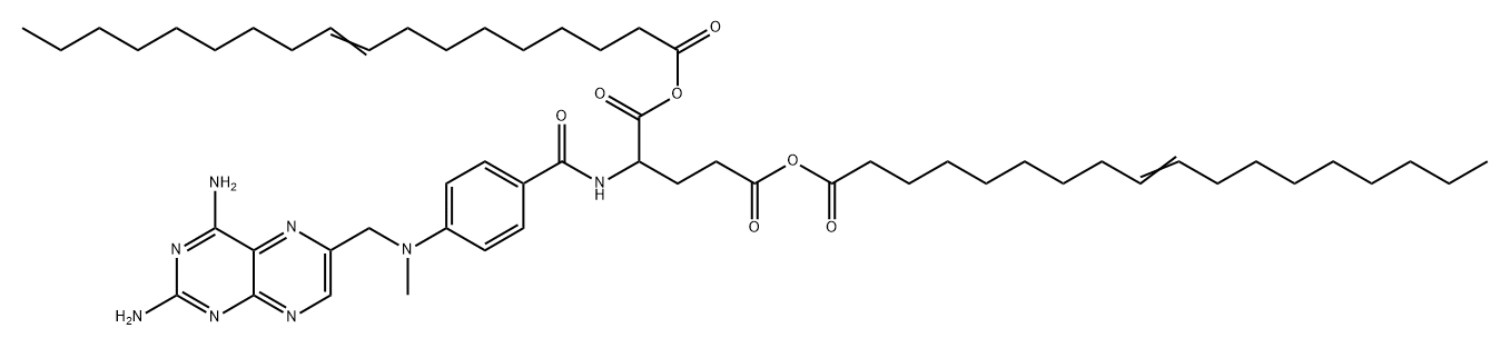 L-Glutamic acid, N-[4-[[(2,4-diamino-6-pteridinyl)methyl]methylamino]benzoyl]-, dianhydride with 9-octadecenoic acid, (Z,Z)- (9CI) 구조식 이미지