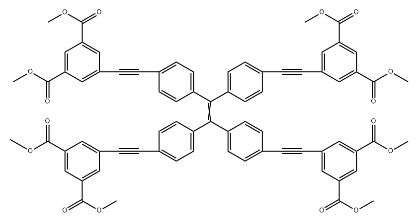 	5,5',5'',5'''-((ethene-1,1,2,2-tetrayltetrakis(benzene-4,1-diyl))tetrakis(ethyne-2,1-diyl))tetraisophthalic acid Structure