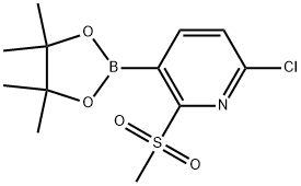 Pyridine, 6-chloro-2-(methylsulfonyl)-3-(4,4,5,5-tetramethyl-1,3,2-dioxaborolan-2-yl)- Structure