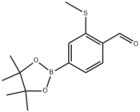 2-(Methylthio)-4-(4,4,5,5-tetramethyl-1,3,2-dioxaborolan-2-yl)benzaldehyde Structure