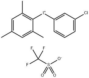 Iodonium, (3-chlorophenyl)(2,4,6-trimethylphenyl)-, 1,1,1-trifluoromethanesulfonate (1:1) 구조식 이미지