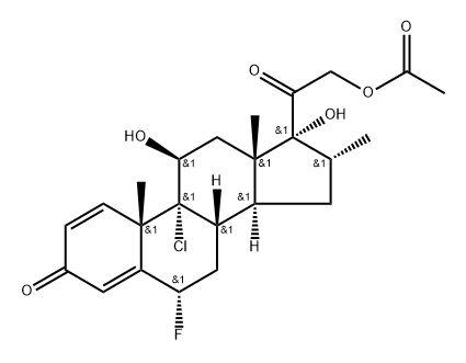 Pregna-1,4-diene-3,20-dione, 21-(acetyloxy)-9-chloro-6-fluoro-11,17-dihydroxy-16-methyl-, (6α,11β,16α)- Structure