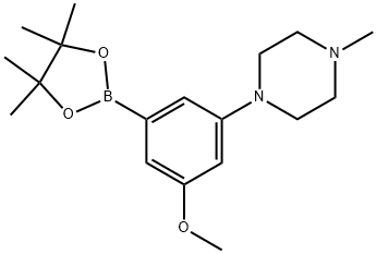 Piperazine, 1-[3-methoxy-5-(4,4,5,5-tetramethyl-1,3,2-dioxaborolan-2-yl)phenyl]-4-methyl- Structure