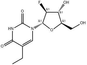 2,4(1H,3H)-Pyrimidinedione, 1-(2-deoxy-2-fluoro-α-D-arabinofuranosyl)-5-ethyl- Structure