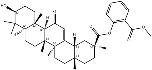 Olean-12-en-29-oic acid, 3-hydroxy-11-oxo-, 2-(methoxycarbonyl)phenyl ester, (3β,20β)- Structure