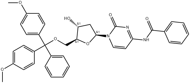 N-[1-[5-O-[Bis(4-methoxyphenyl)phenylmethyl]-2-deoxy-β-L-erythro-pentofuranosyl]-1,2-dihydro-2-oxo-4-pyrimidinyl]benzamide Structure