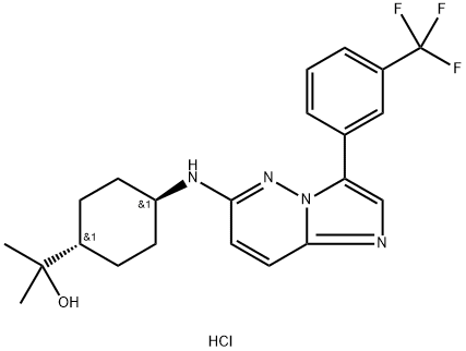 Cyclohexanemethanol, α,α-dimethyl-4-[[3-[3-(trifluoromethyl)phenyl]imidazo[1,2-b]pyridazin-6-yl]amino]-, hydrochloride (1:1), trans- Structure