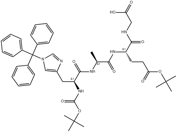 Boc-His(Trt)-Ala-Glu(OtBu)-Gly-OH Structure