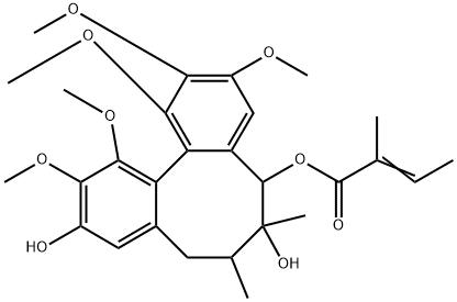 2-Butenoic acid, 2-methyl-, (5S,6S,7S,12aS)-5,6,7,8-tetrahydro-6,10-dihydroxy-1,2,3,11,12-pentamethoxy-6,7-dimethyldibenzo[a,c]cycloocten-5-yl ester, (2E)- Structure