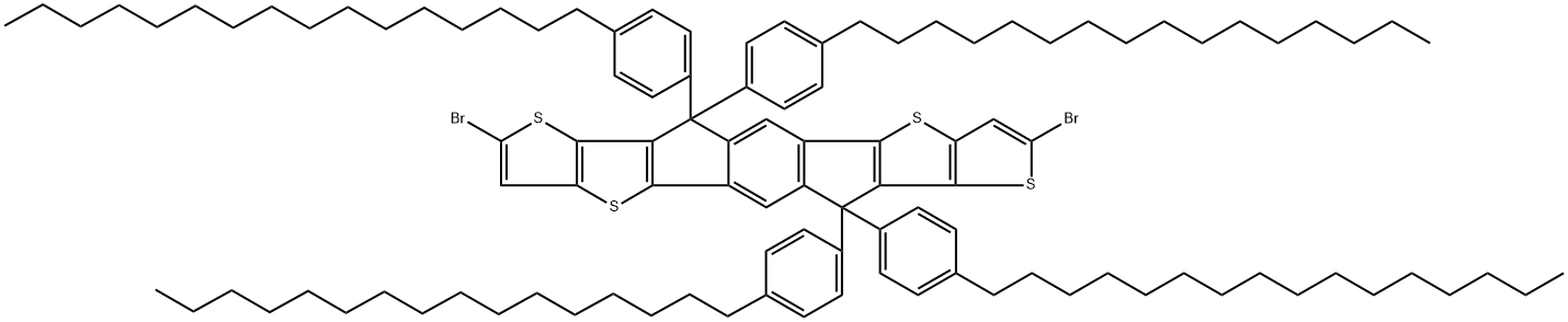 Dithieno[2,3-d:2',3'-d']-s-indaceno[1,2-b:5,6-b']dithiophene, 2,8-dibromo-6,6,12,12-tetrakis(4-hexadecylphenyl)-6,12-dihydro- Structure