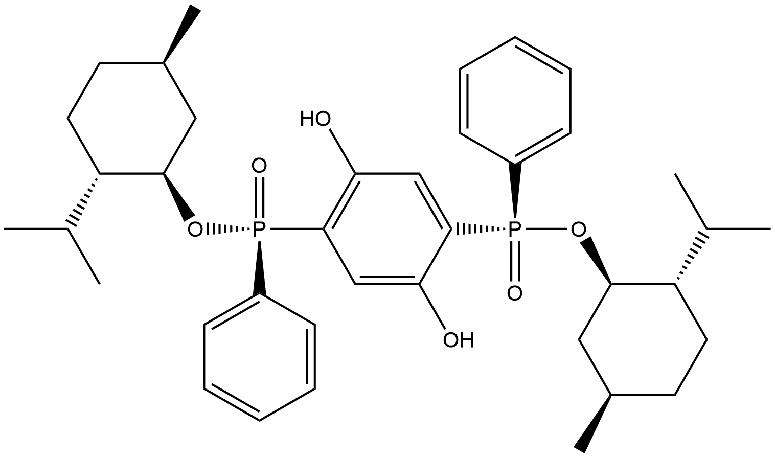 (Rp)-Di-(-)-menthyl phenyl(phenyl) (2,5- dihydroxyphenyl)-bis-(phosphinate) Structure