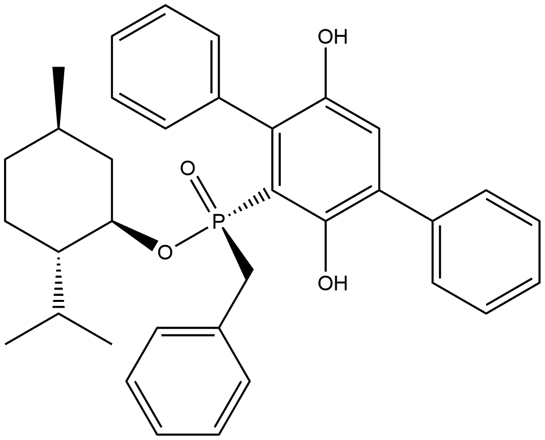 (Rp)-(-)-Menthyl benzyl-2,5-dihydroxy- 3,6-diphenyl-phenylphosphinate Structure