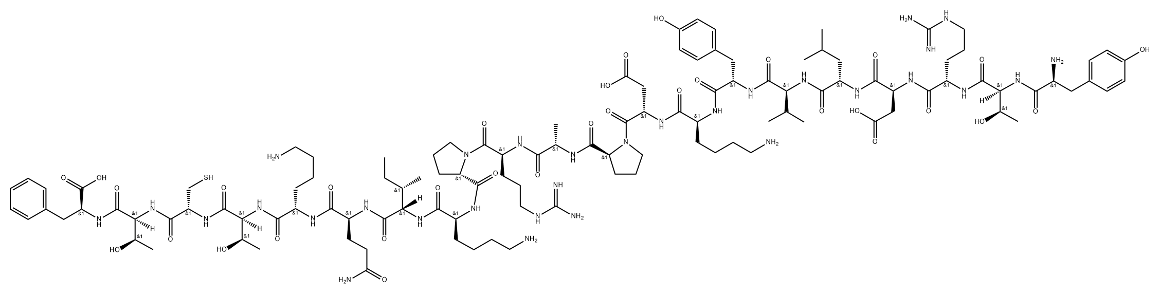 L-Phenylalanine, L-tyrosyl-L-threonyl-L-arginyl-L-α-aspartyl-L-leucyl-L-valyl-L-tyrosyl-L-lysyl-L-α-aspartyl-L-prolyl-L-alanyl-L-arginyl-L-prolyl-L-lysyl-L-isoleucyl-L-glutaminyl-L-lysyl-L-threonyl-L-cysteinyl-L-threonyl- Structure