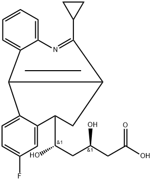 Benzo[k]phenanthridine-8-pentanoic acid, 6-cyclopropyl-10-fluoro-7,8-dihydro-β,δ-dihydroxy-, (βR,δS,8R)- Structure