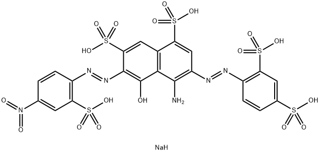 1,7-Naphthalenedisulfonic acid, 4-amino-3-[2-(2,4-disulfophenyl)diazenyl]-5-hydroxy-6-[2-(4-nitro-2-sulfophenyl)diazenyl]-, sodium salt (1:5) Structure