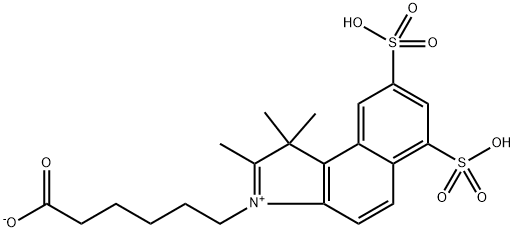 3-(5-carboxypentyl)-1,1,2-trimethyl-6-sulfo-8-(1H-benzo[e]indolium)sulfonate Structure