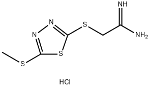 2-{[5-(Methylsulfanyl)-1,3,4-thiadiazol-2-yl]sulfanyl}ethanimidamide hydrochloride 구조식 이미지