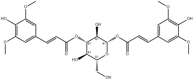 β-D-Glucopyranose, 1,3-bis[(2E)-3-(4-hydroxy-3,5-dimethoxyphenyl)-2-propenoate] Structure